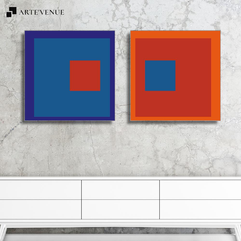 Set of wall art painting,Blue Square and red square