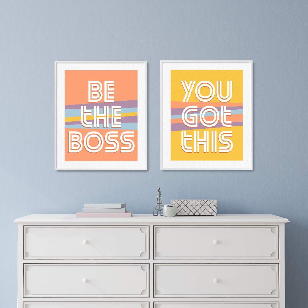 Set of wall art painting,Be the Boss 