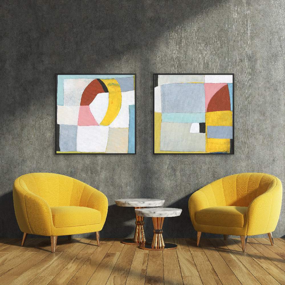 Set of wall art painting,Mediterranean Abstract