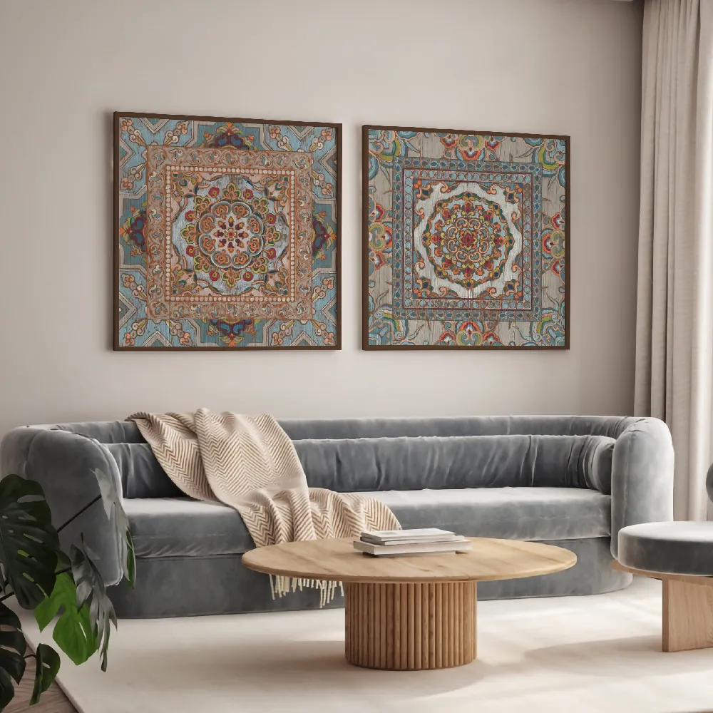 Set of wall art painting,Boho Textile 