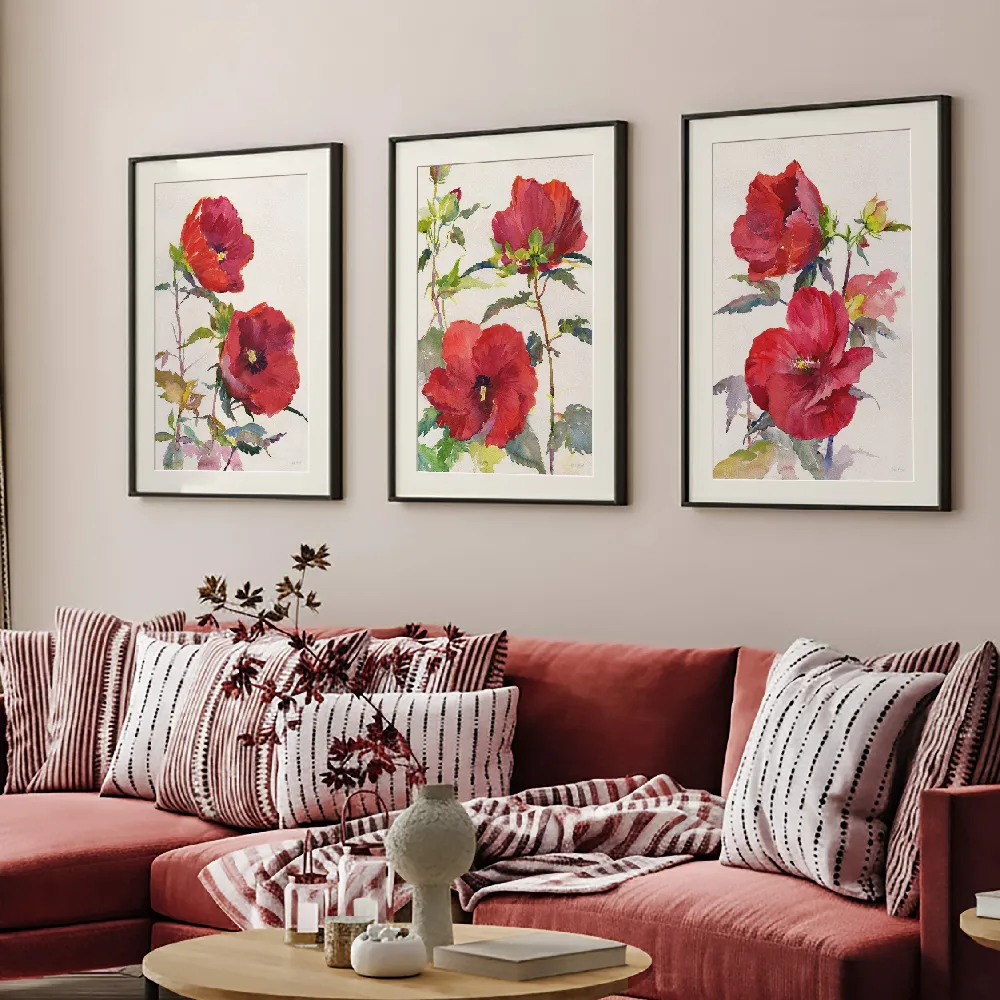 Set of wall art painting,Hibiscus Glow 