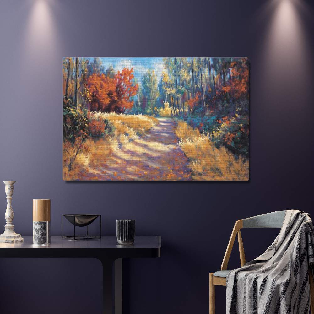 Set of wall art painting,Early Autumn Trail