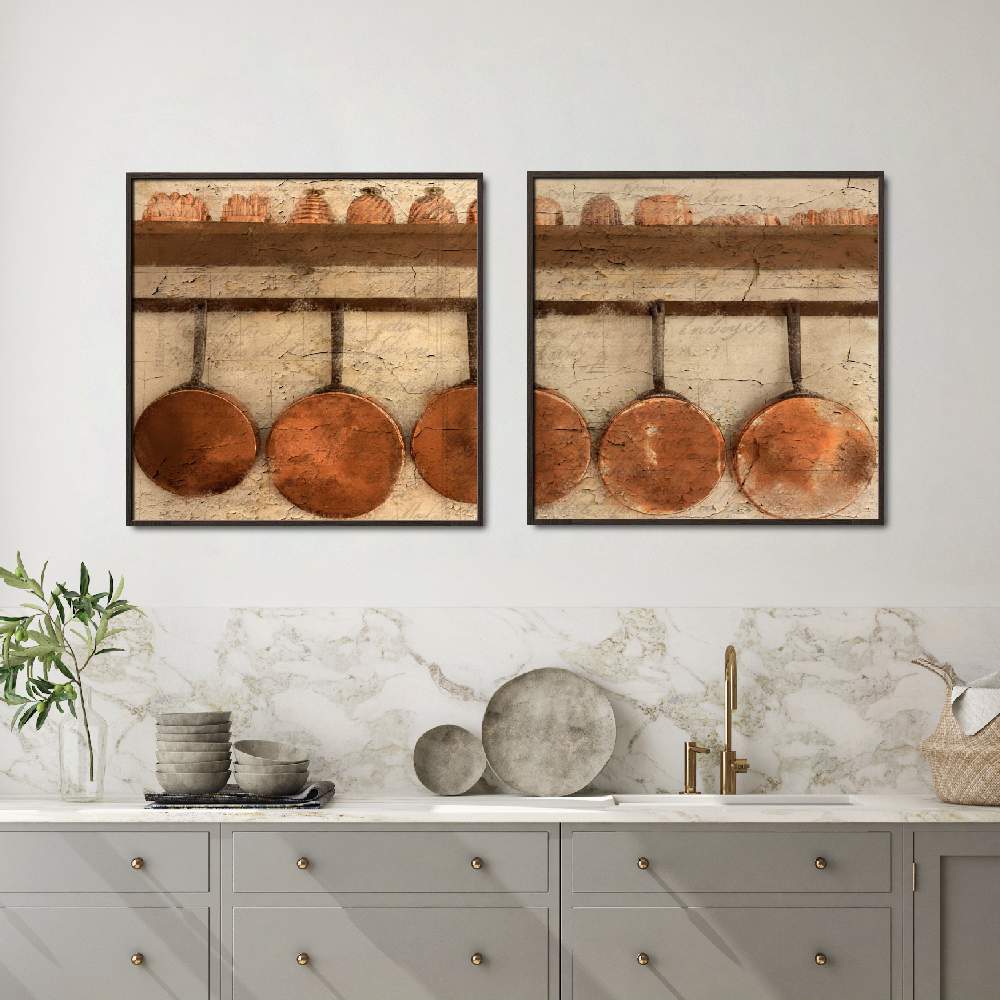Set of wall art painting,Copper Pots and Pans