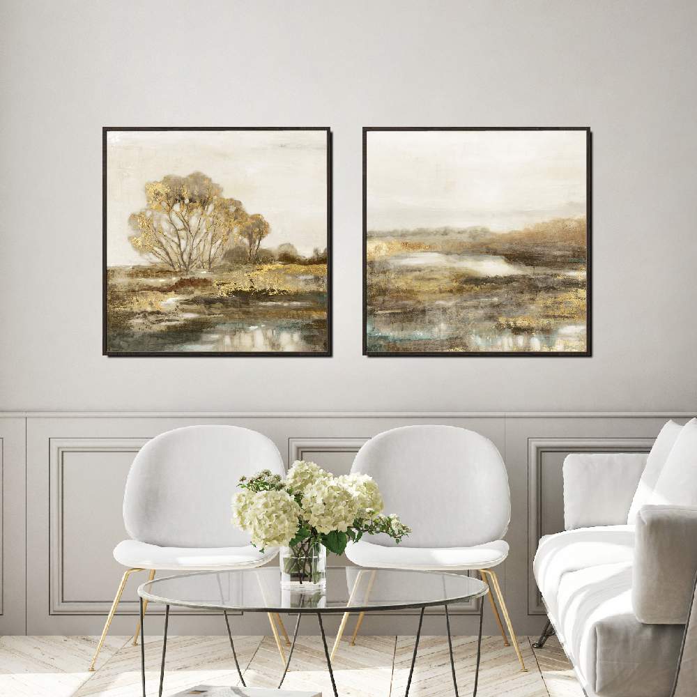 Set of wall art painting,Golden Forest