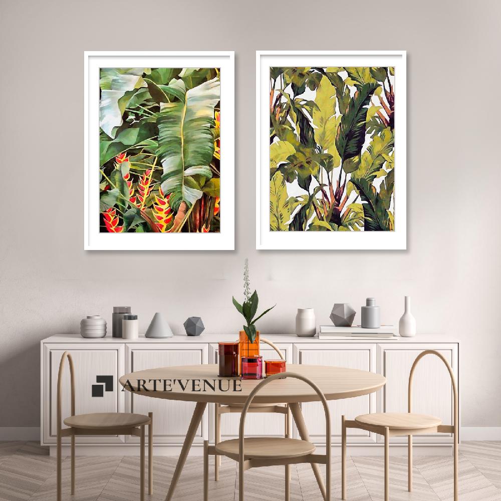 Set of wall art painting,Tropical Leaves 
