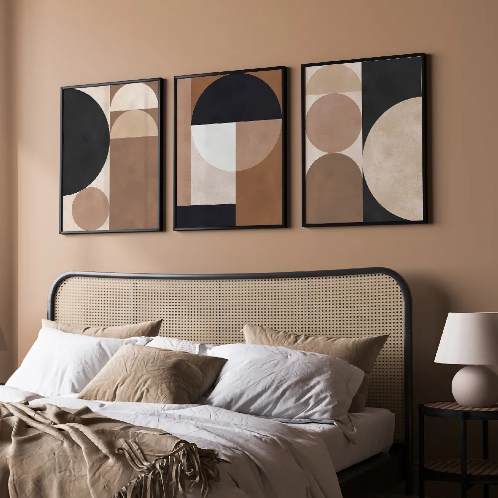 Set of wall art painting,Brown geometry