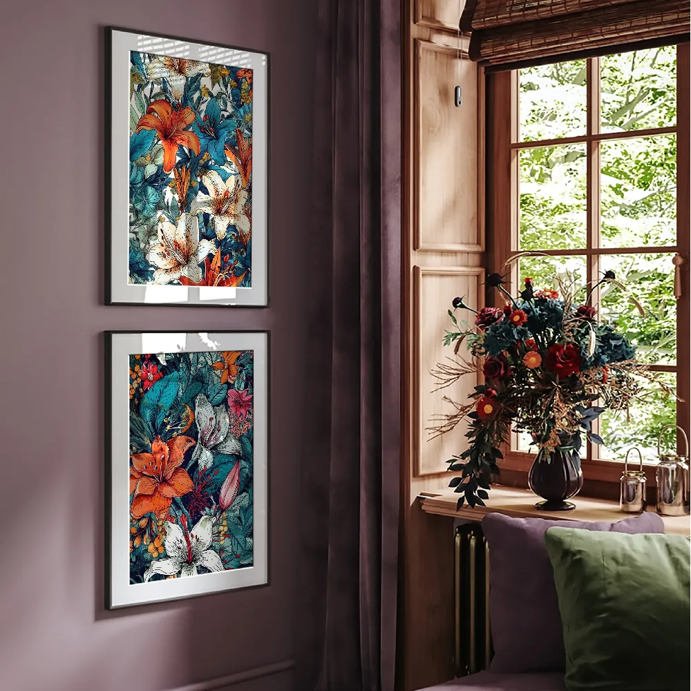 Set of wall art painting,Flora Meadow