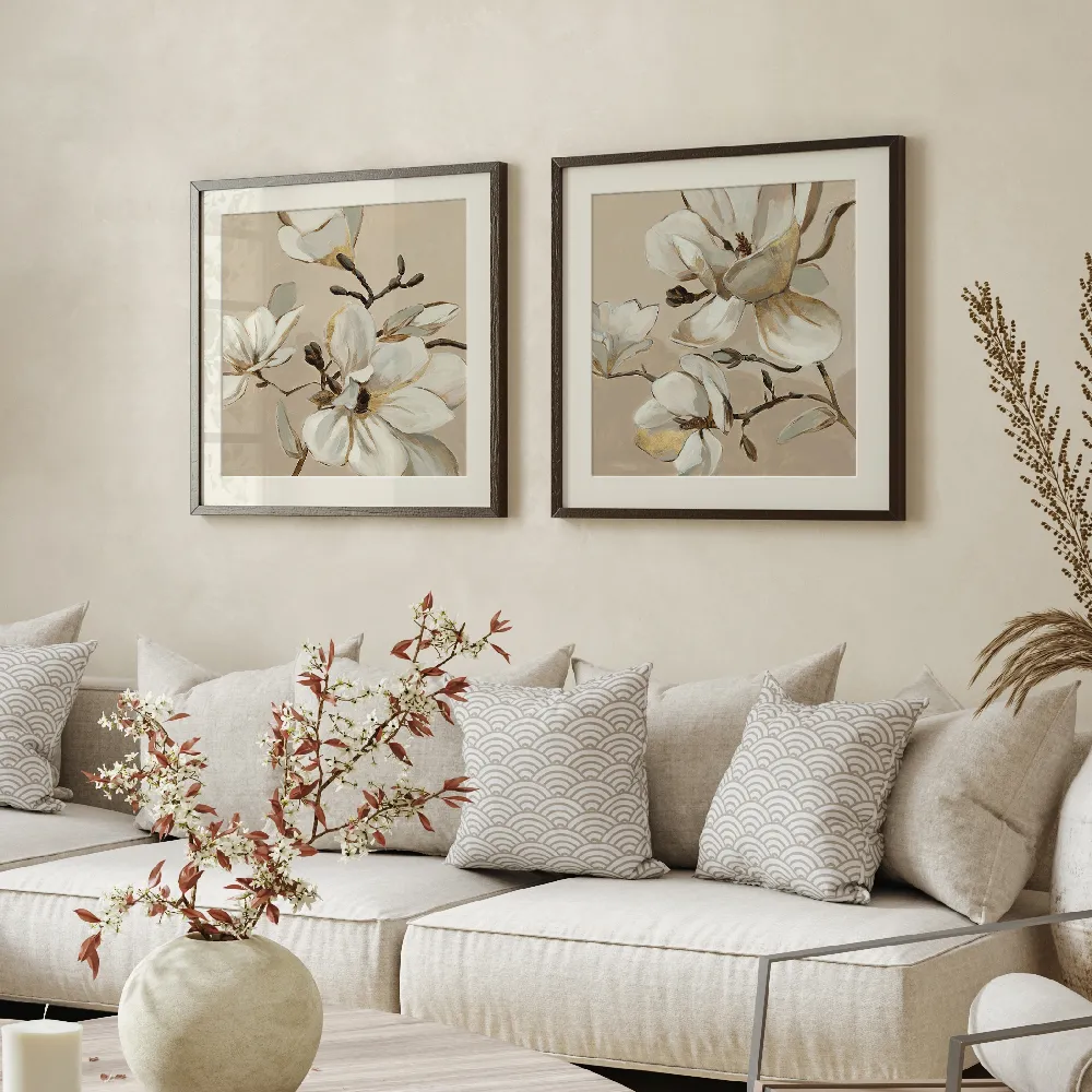 Set of wall art painting,White Magnolia Branch