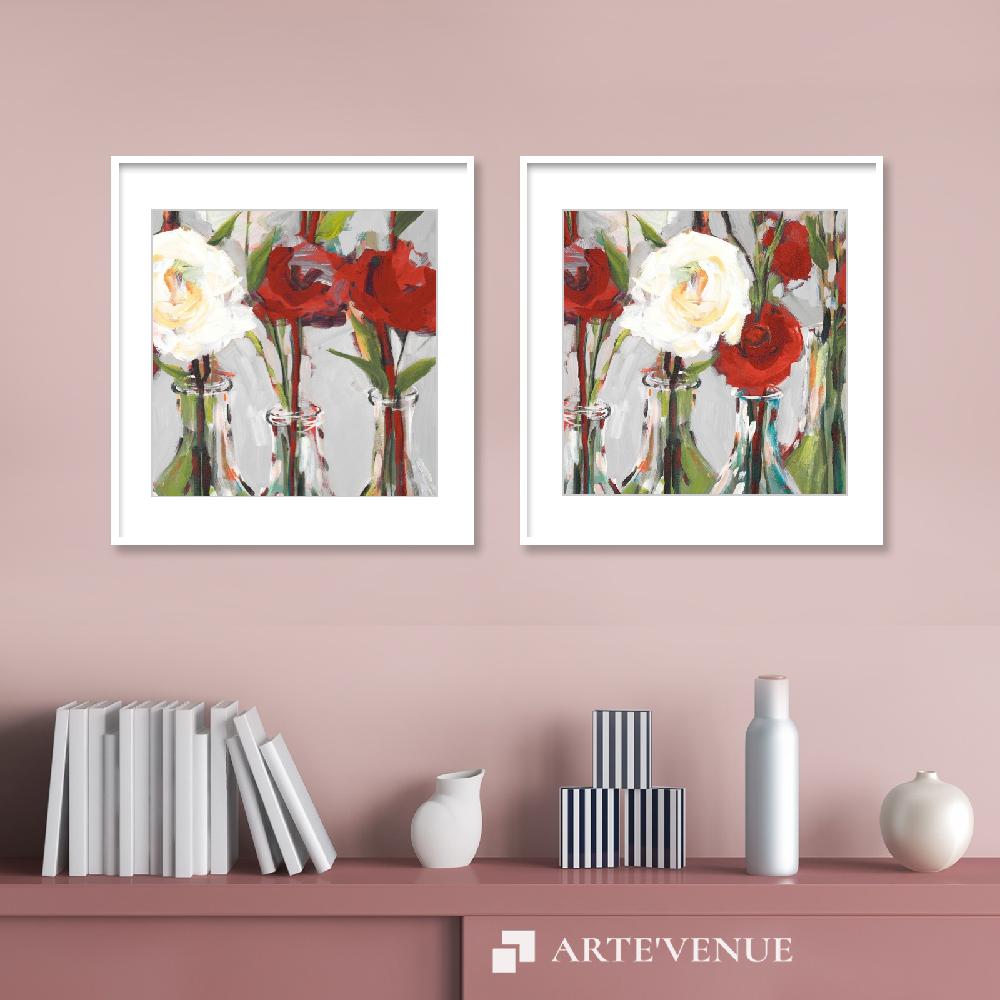 Set of wall art painting,Red Romantic Blossoms 