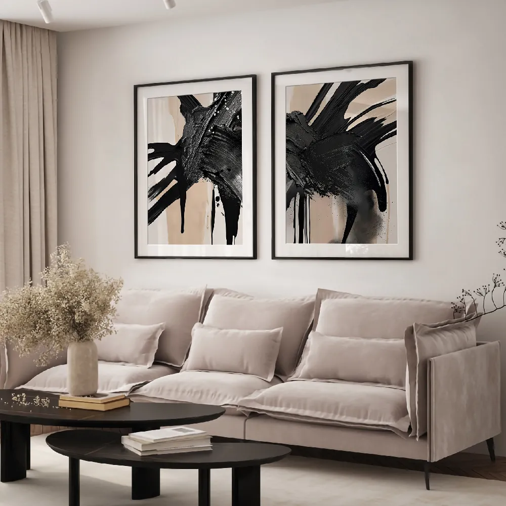 Set of wall art painting,Splatter Sway