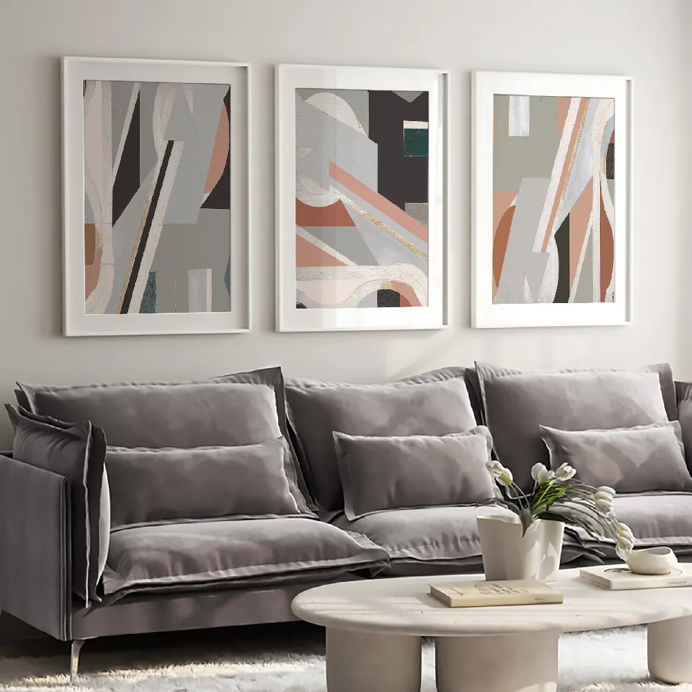 Set of wall art painting,Gray Wood 