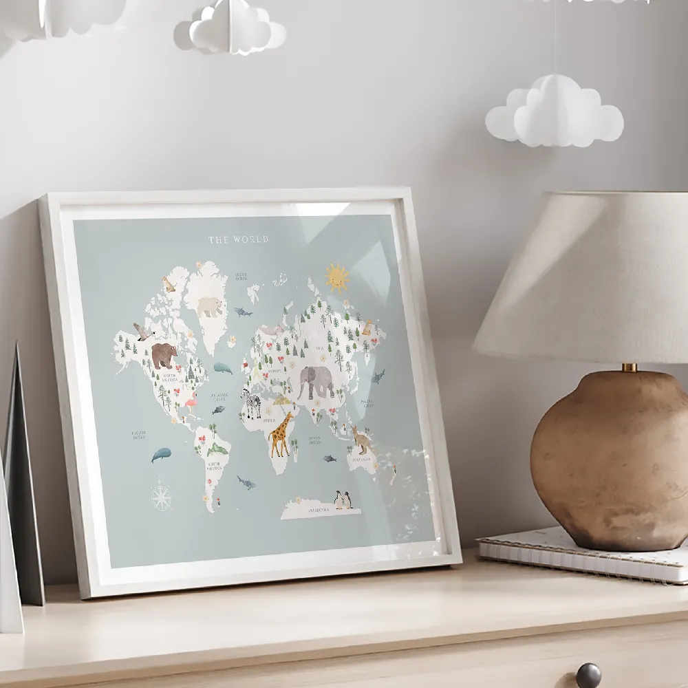 Set of wall art painting,World Map